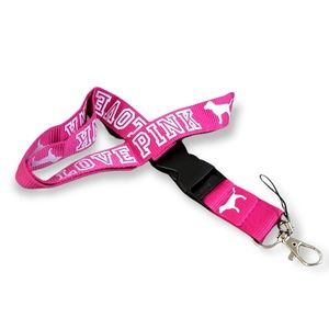 New Victoria's Secret PINK Lanyard Keychain Pink & White Logo